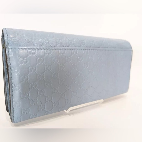 Authentic Gucci micro sima wallet purse blue leather GG monogram - Picture 5 of 16